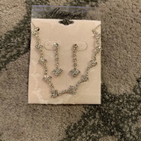 NWT Michaelangelo Crystal & Slvr Earrings & Neck - Picture 7 of 7